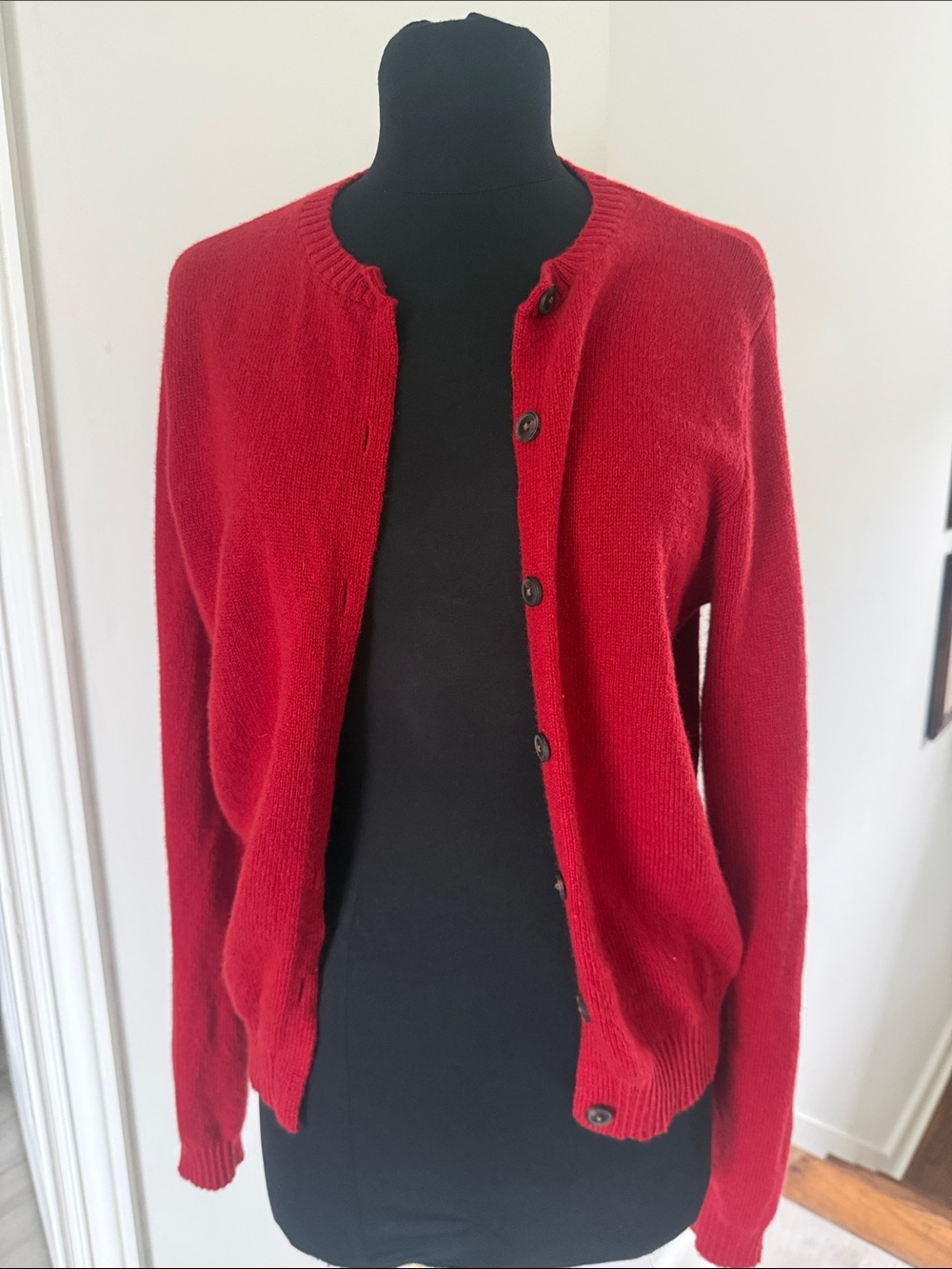 Brandy Melville Red Button-Up Knit Cardigan